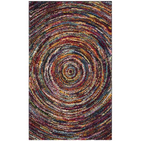 Flowers First 3 x 5 ft. Fiesta Shag Power Loomed Rug, Multi Color - Small Rectangle FL1892362